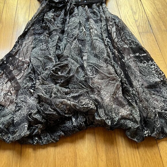 Tracy Reese Size 8 NEW Black & Beige Criss Cross Draped Frock Spliced Lace Dress - Picture 3 of 14